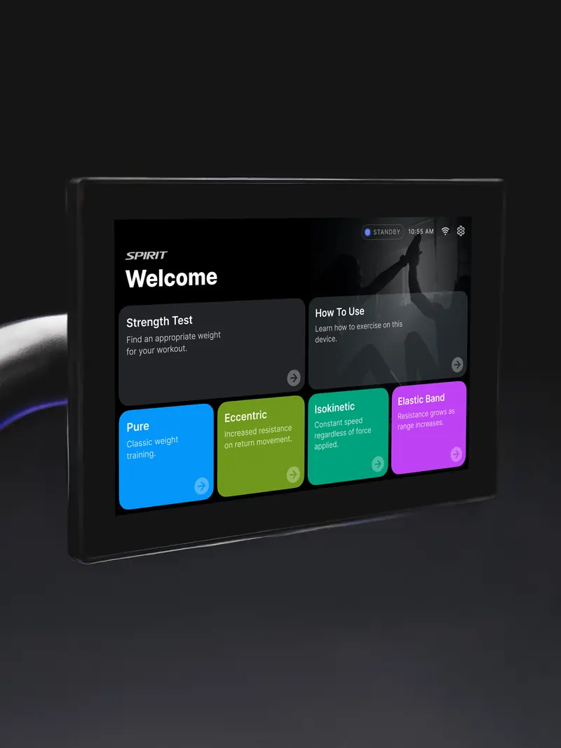 The iStrength touchscreen welcome menu