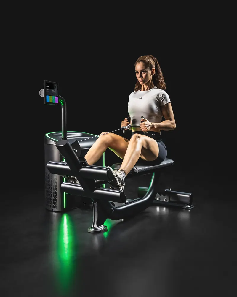 Athlete rowing on the iStrength Low Row